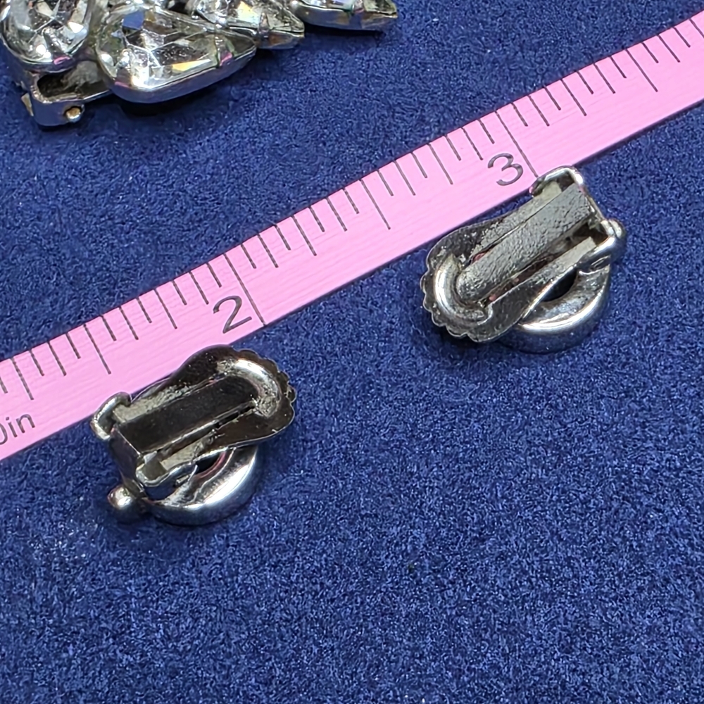 Vintage Modernist Circle Clip On Earrings Silver Tone 885 - Picture 4 of 4